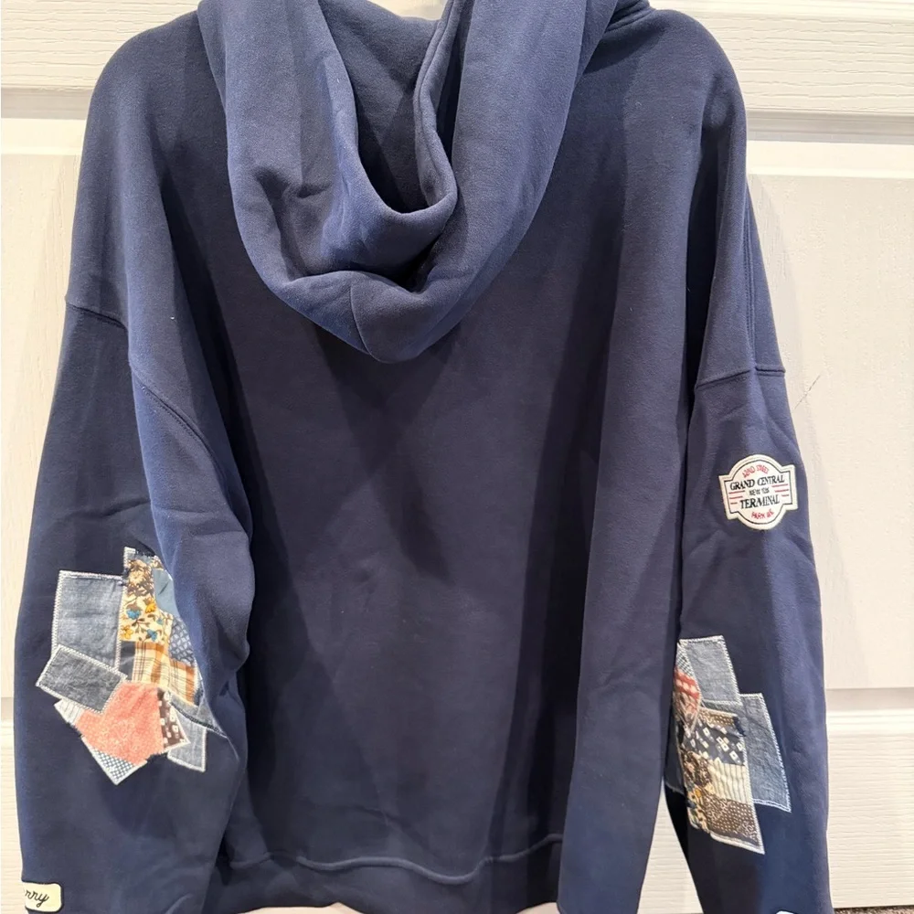 Abercrombie Navy Blue Hoodie with Patchwork Details - Picture 3 of 3
